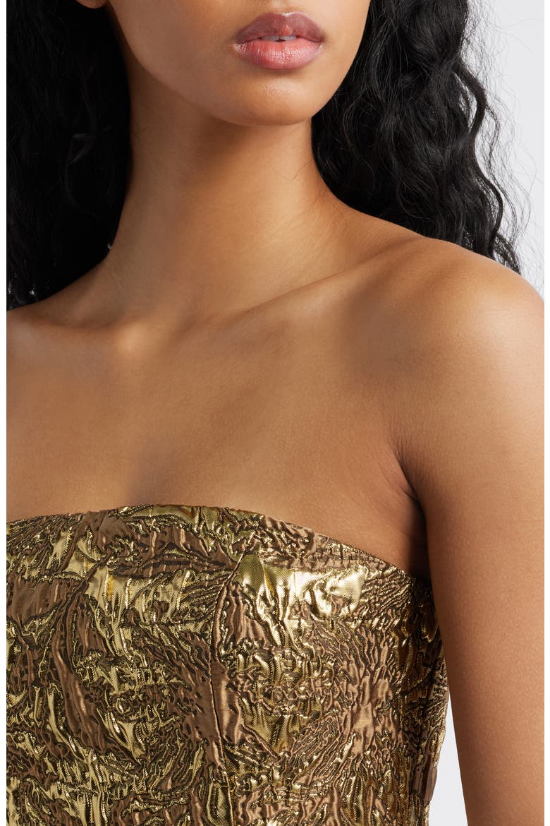 Kya Metallic Brocade Strapless Cocktail Dress, Alternate, color, GOLD