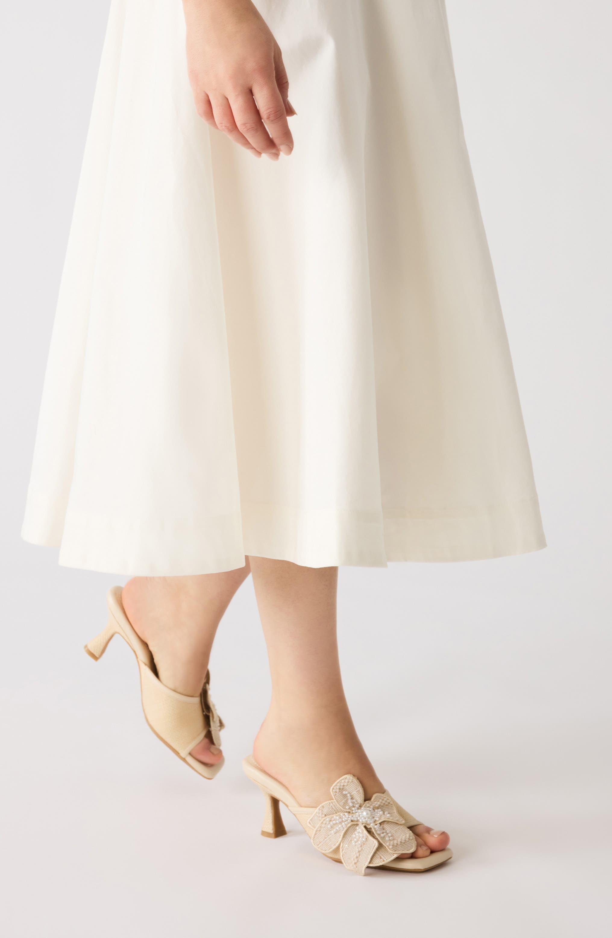 Anne Klein Julia Beaded Floral Slide Sandal, Alternate, color, 