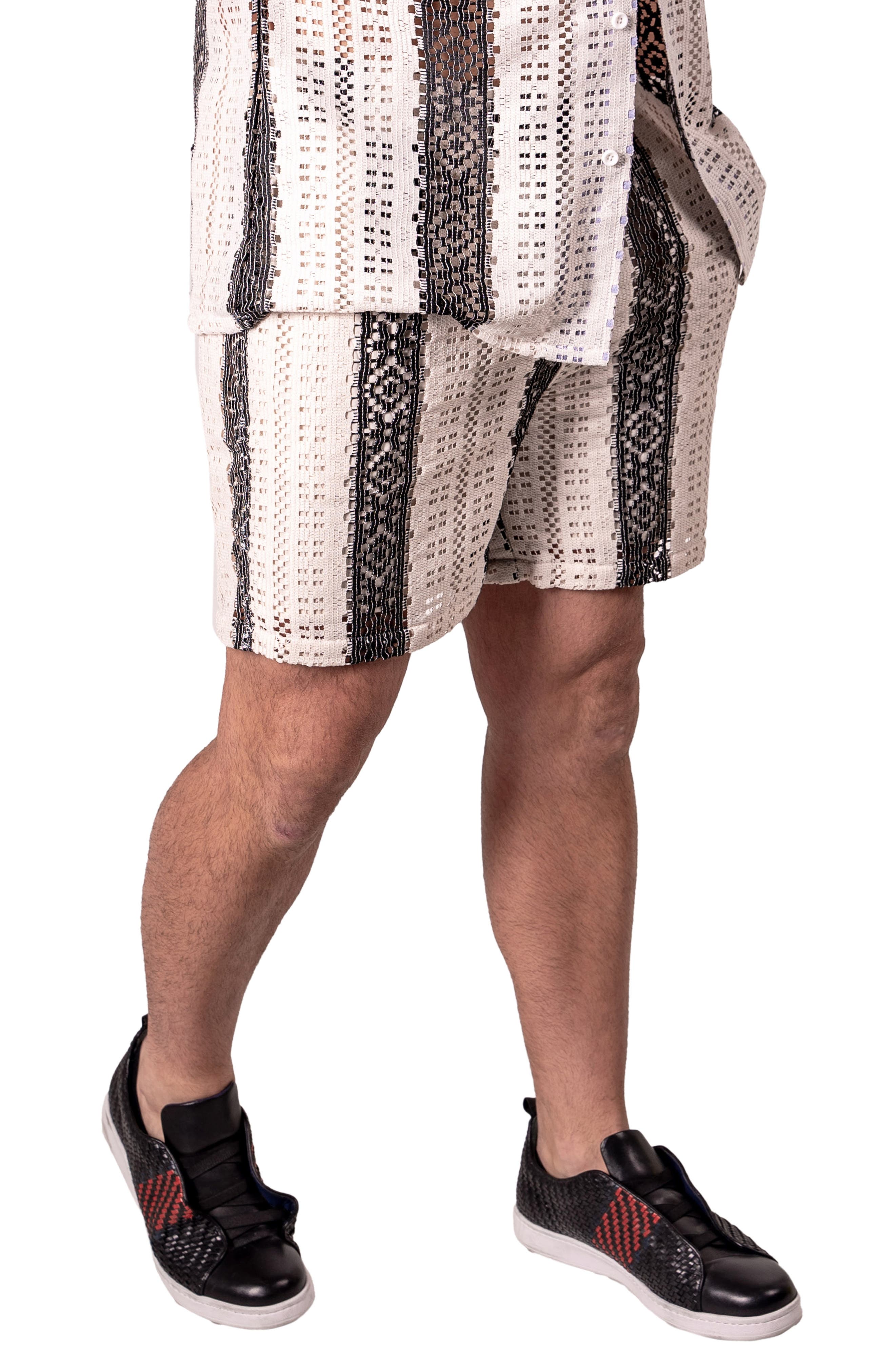 Stripescream White Stretch Cotton Shorts