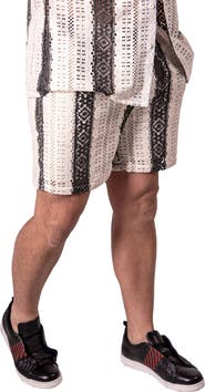 Maceoo Stripescream White Stretch Cotton Shorts