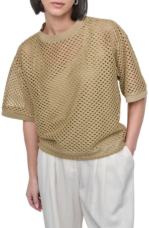 Open Stitch Short Sleeve Top