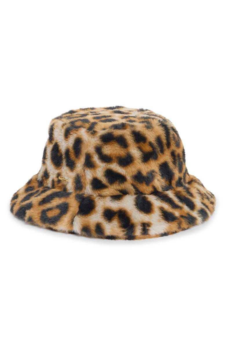 Kurt Geiger London Leopard Print Faux Fur Bucket Hat, Main, color, Leopard
