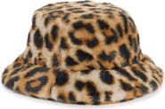 Kurt Geiger London Leopard Print Faux Fur Bucket Hat
