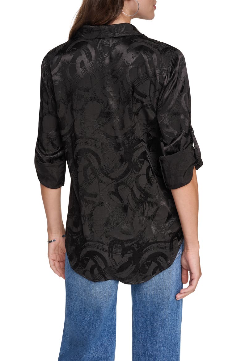 Roll Tab Sleeve Woven Shirt, Alternate, color, BLACK