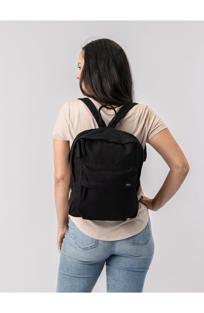 Terra Thread Organic Cotton Mini Backpack, Alternate, color, Ivory Black