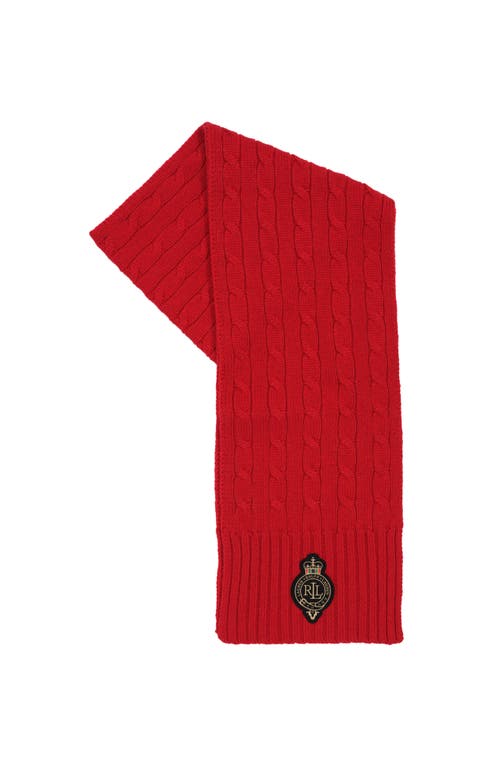 Lauren Ralplh Lauren Cable Crest Patch Scarf In Red