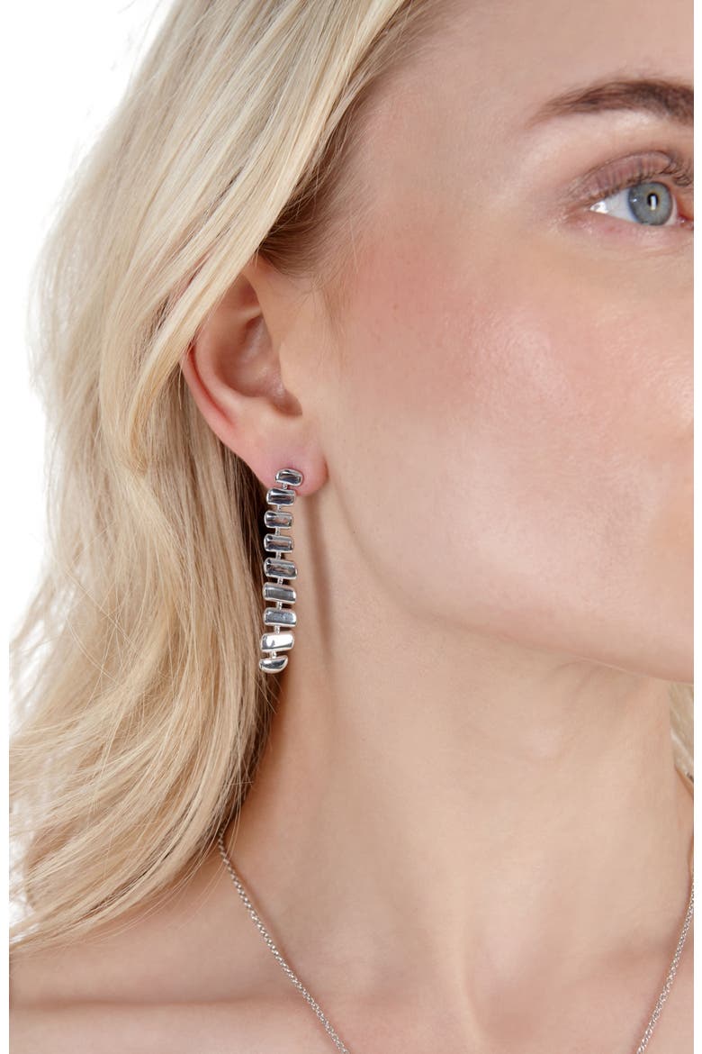 Egyptian Temple Long Earrings, Alternate, color, Sterling Silver