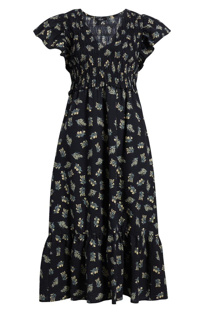 Rails Clementine Floral Smocked Cotton Midi Dress, Alternate, color, Dark Amaryllis