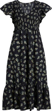 Rails Clementine Floral Smocked Cotton Midi Dress