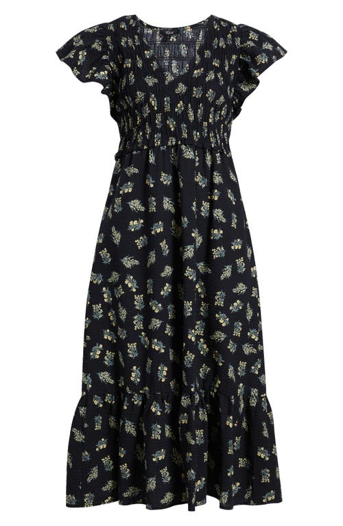 Rails Clementine Floral Smocked Cotton Midi Dress In Dark Amaryllis