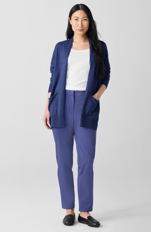 Eileen Fisher Patch Pocket Organic Linen & Organic Cotton Cardigan In Bluette