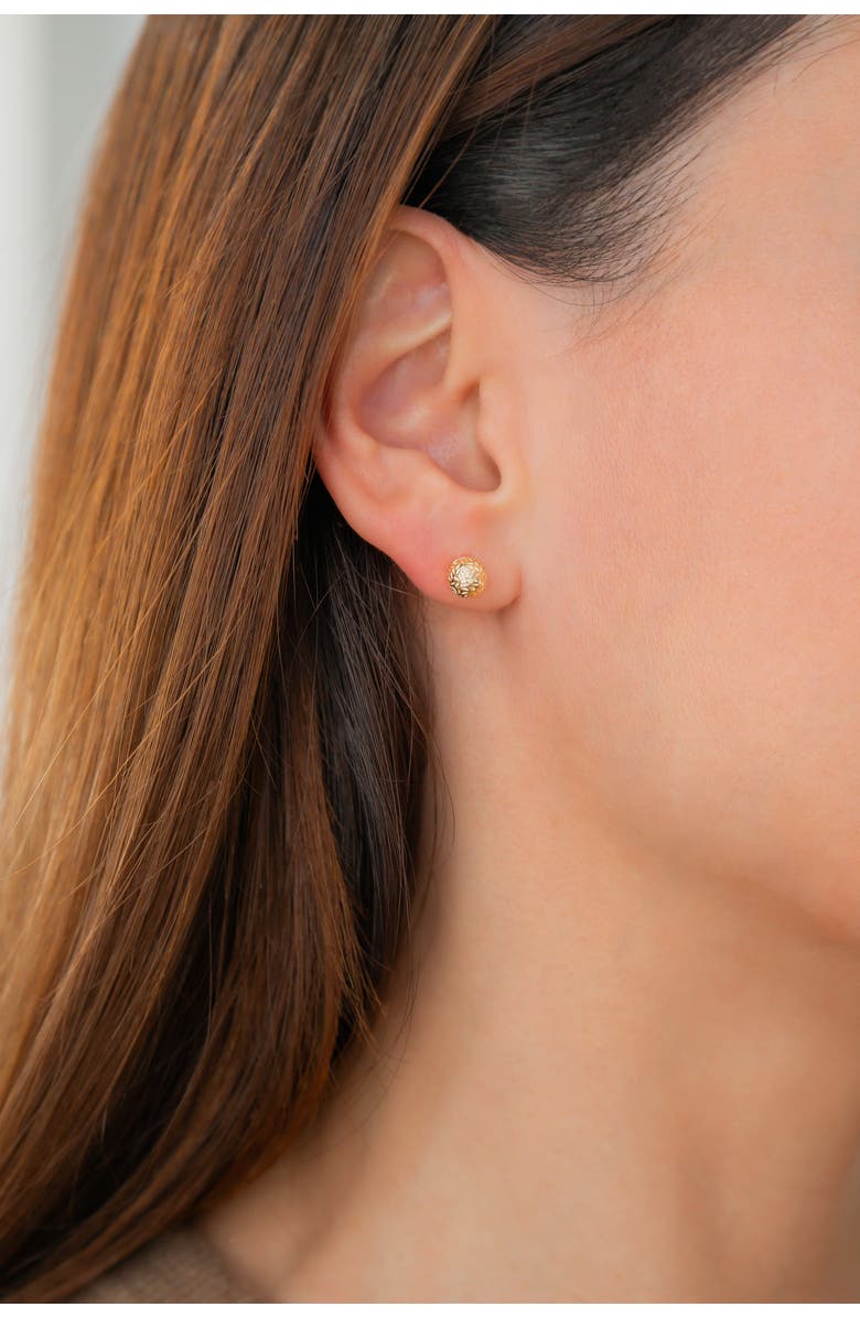 Mint & Lily Textured Gold Ball Studs Earrings, Alternate, color, 925 Sterling Silver