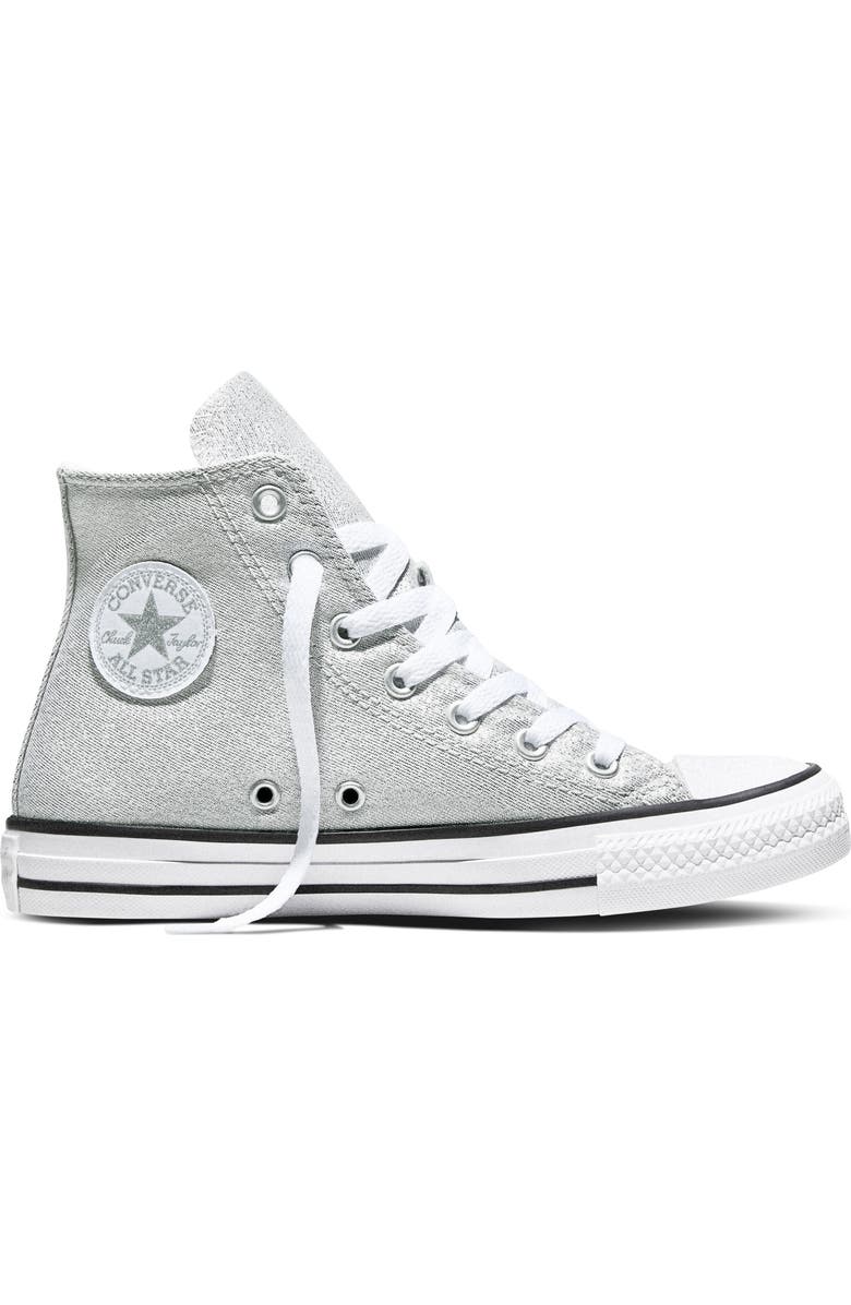 Converse Kids' Chuck Taylor<sup>®</sup> All Star<sup>®</sup> Shine High Top Sneaker, Alternate, color, Light Grey/ White/ Black
