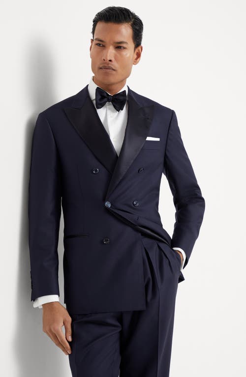Brunello Cucinelli Tuxedo With One-and-a-half-breasted Jacket In Blue