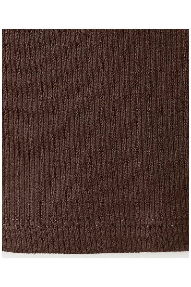Lace Trim Rib Knit Crop Top, Alternate, color, BROWN