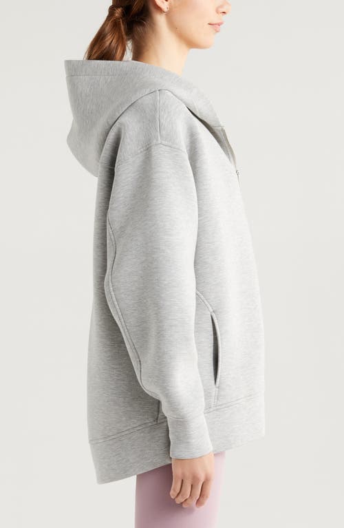 Zella Front Zip High-low Hoodie In Gray