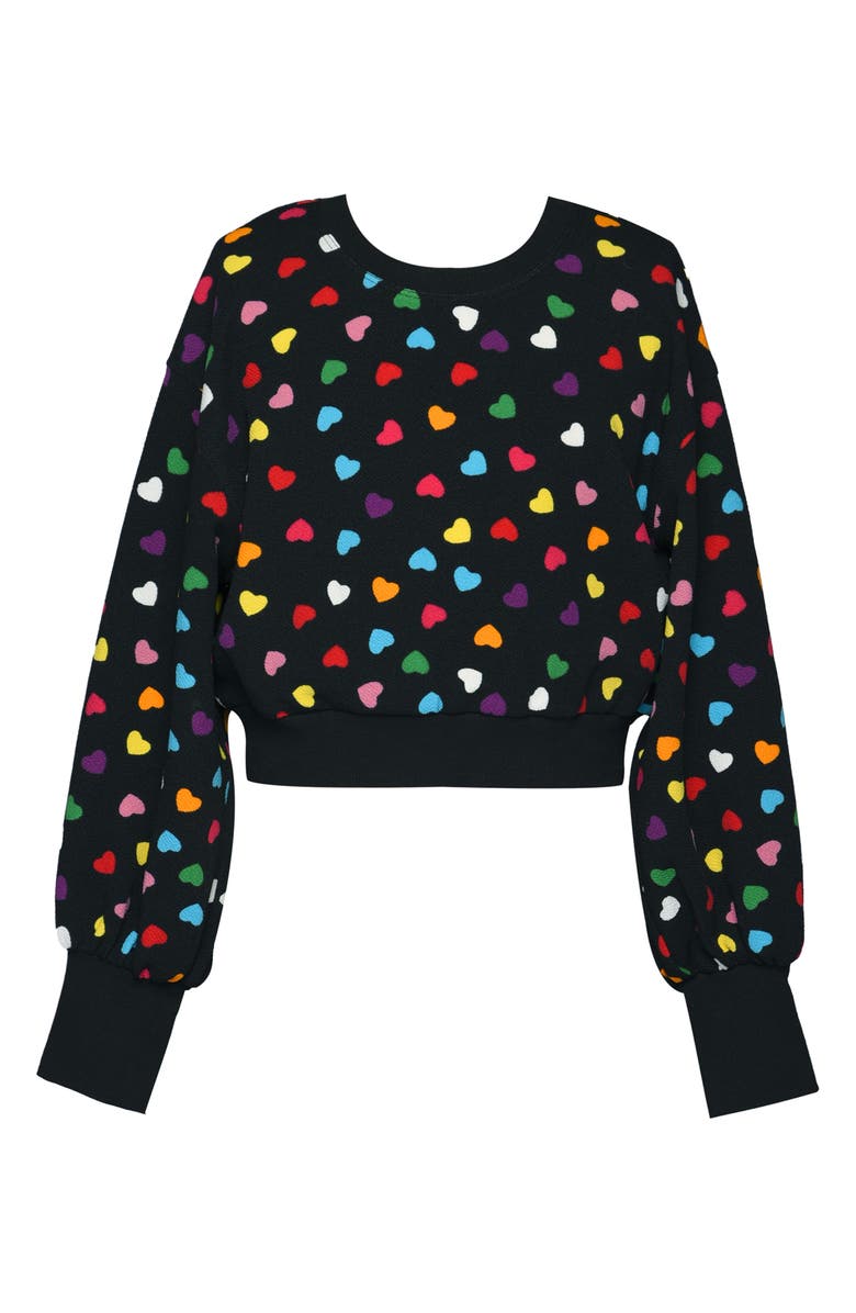 Truly Me Kids' Heart Crop Sweatshirt, Main, color, Black Multi Heart