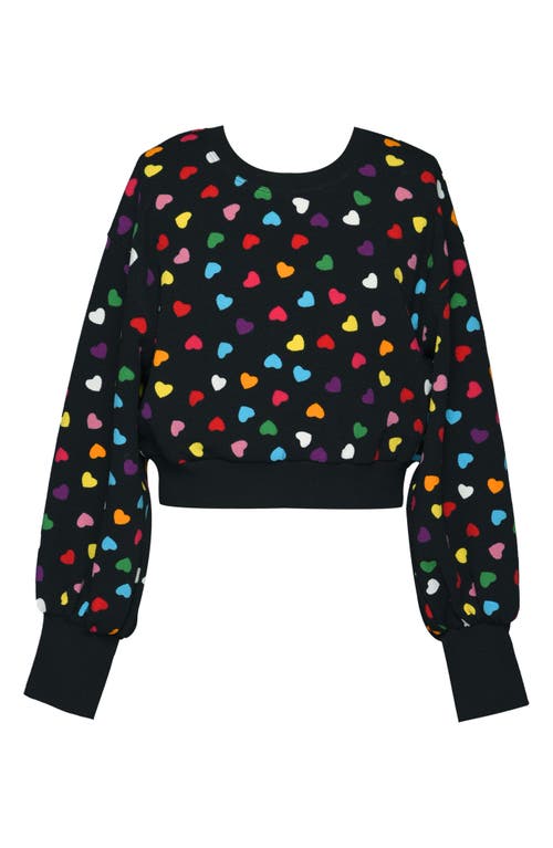 Truly Me Kids' Heart Crop Sweatshirt In Black