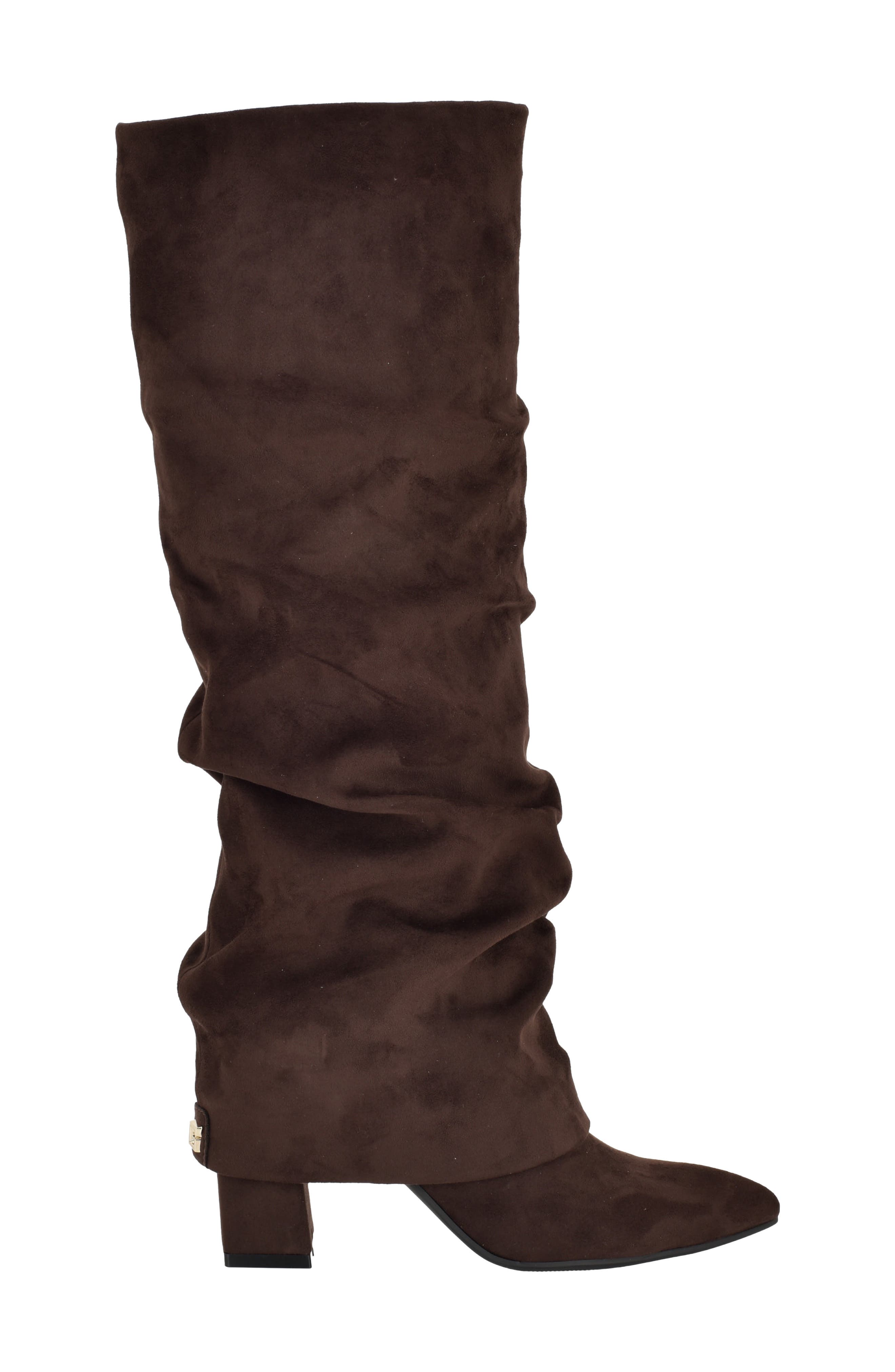 Geima Pointed Toe Slouch Foldover Boot, Alternate, color, DARK BROWN