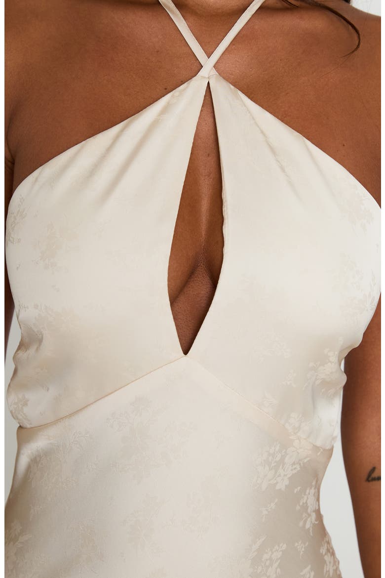 Limosina Halter Satin Gown, Alternate, color, CHAMPAGNE