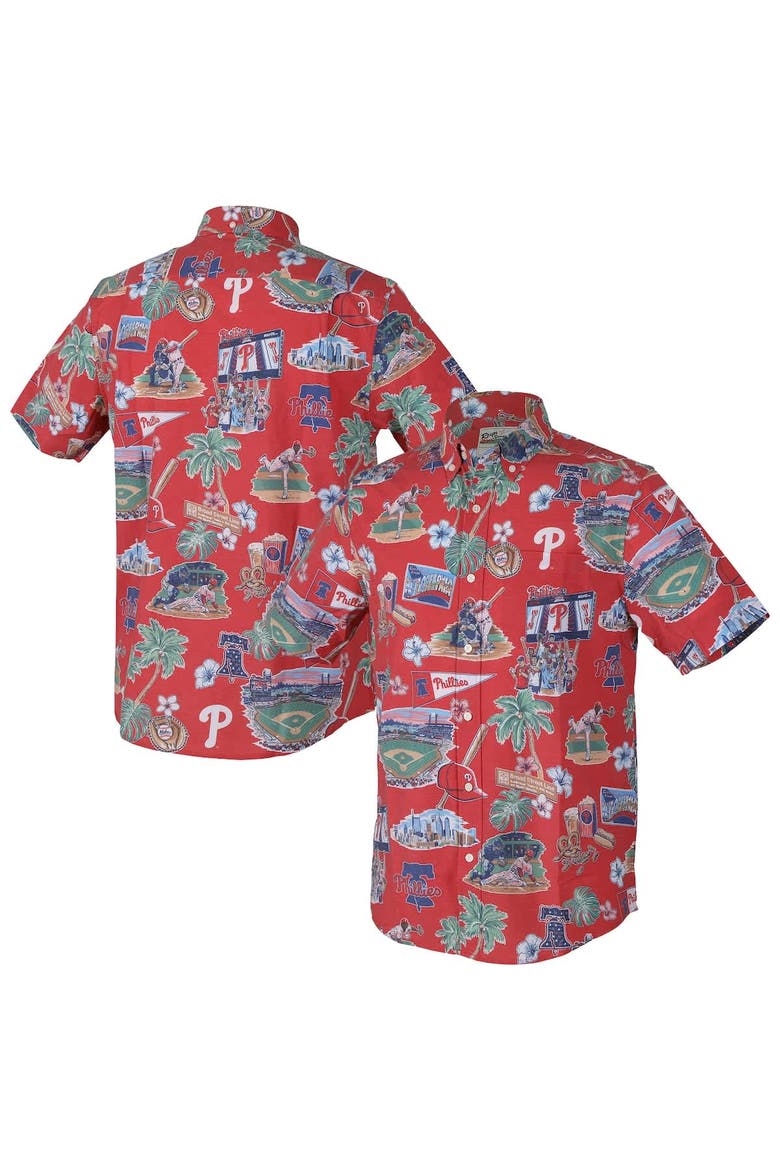 Men's Reyn Spooner  Red Philadelphia Phillies Scenic Tri-Blend Button-Down Shirt, Main, color, Red