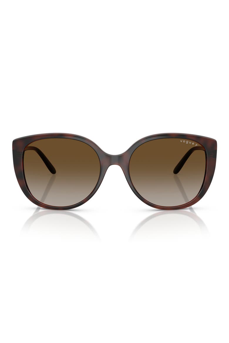 55mm Polarized Gradient Butterfly Sunglasses, Main, color, DARK HAVANA