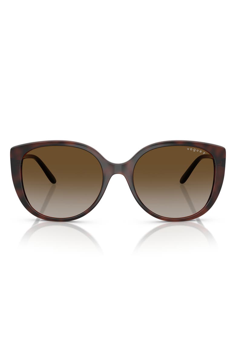 VOGUE 55mm Polarized Gradient Butterfly Sunglasses, Main, color, Dark Havana