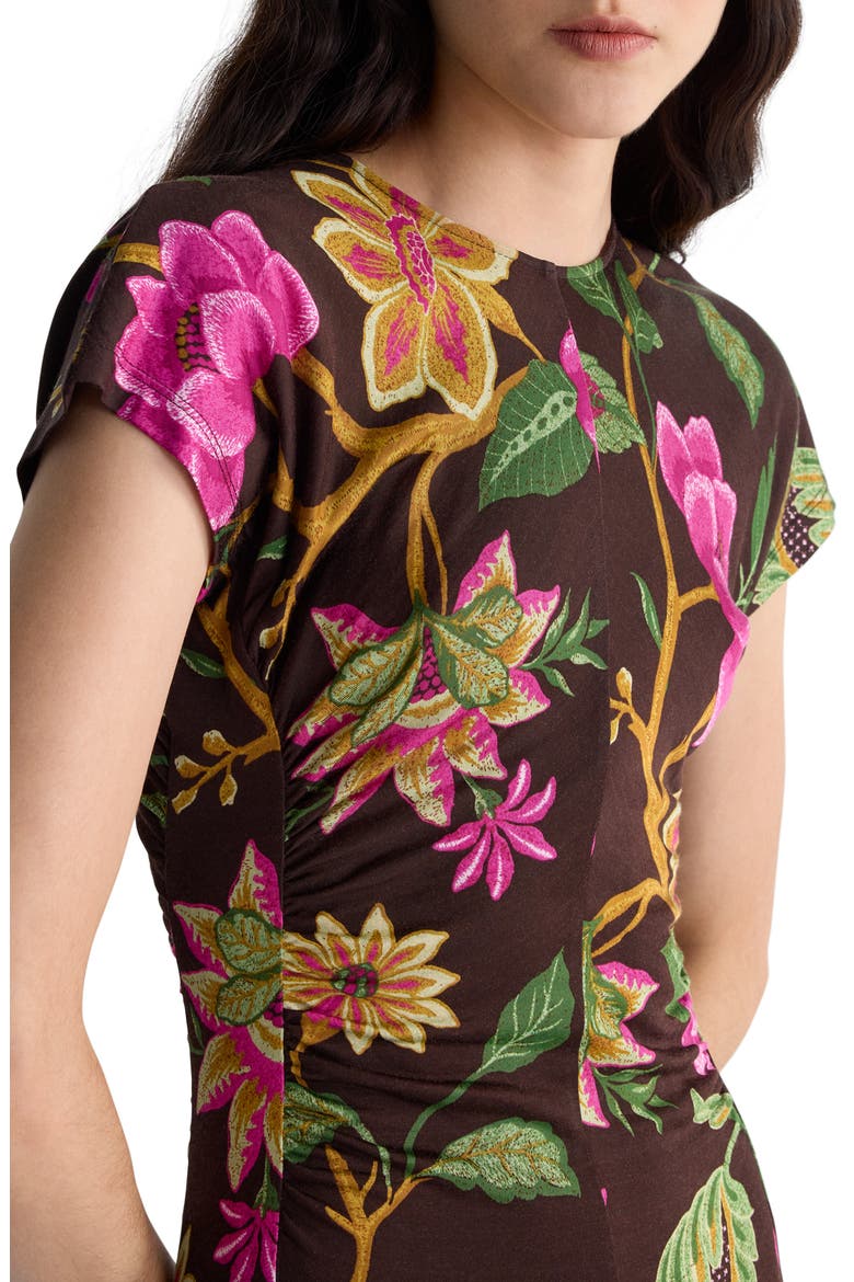 Mavis Floral Cap Sleeve Midi Dress, Alternate, color, HAWTHORNE SOIL