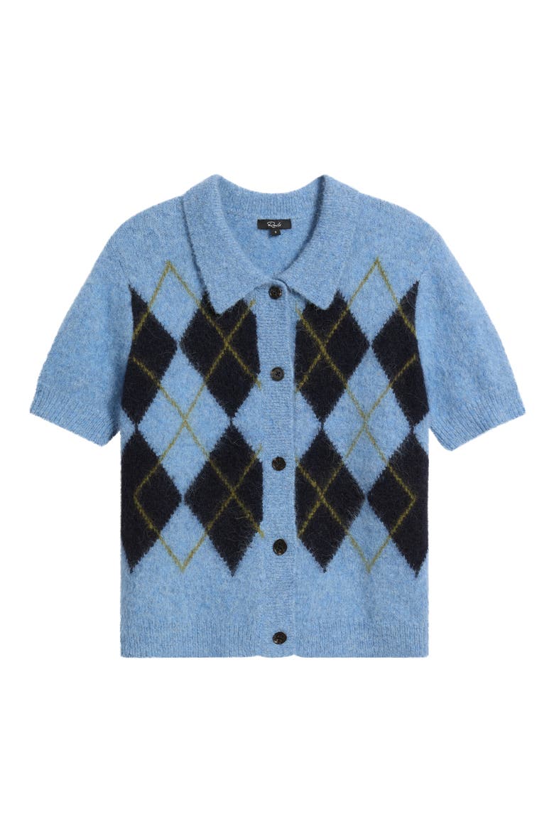 Kelly Argyle Short Sleeve Cardigan, Alternate, color, ARGYLE