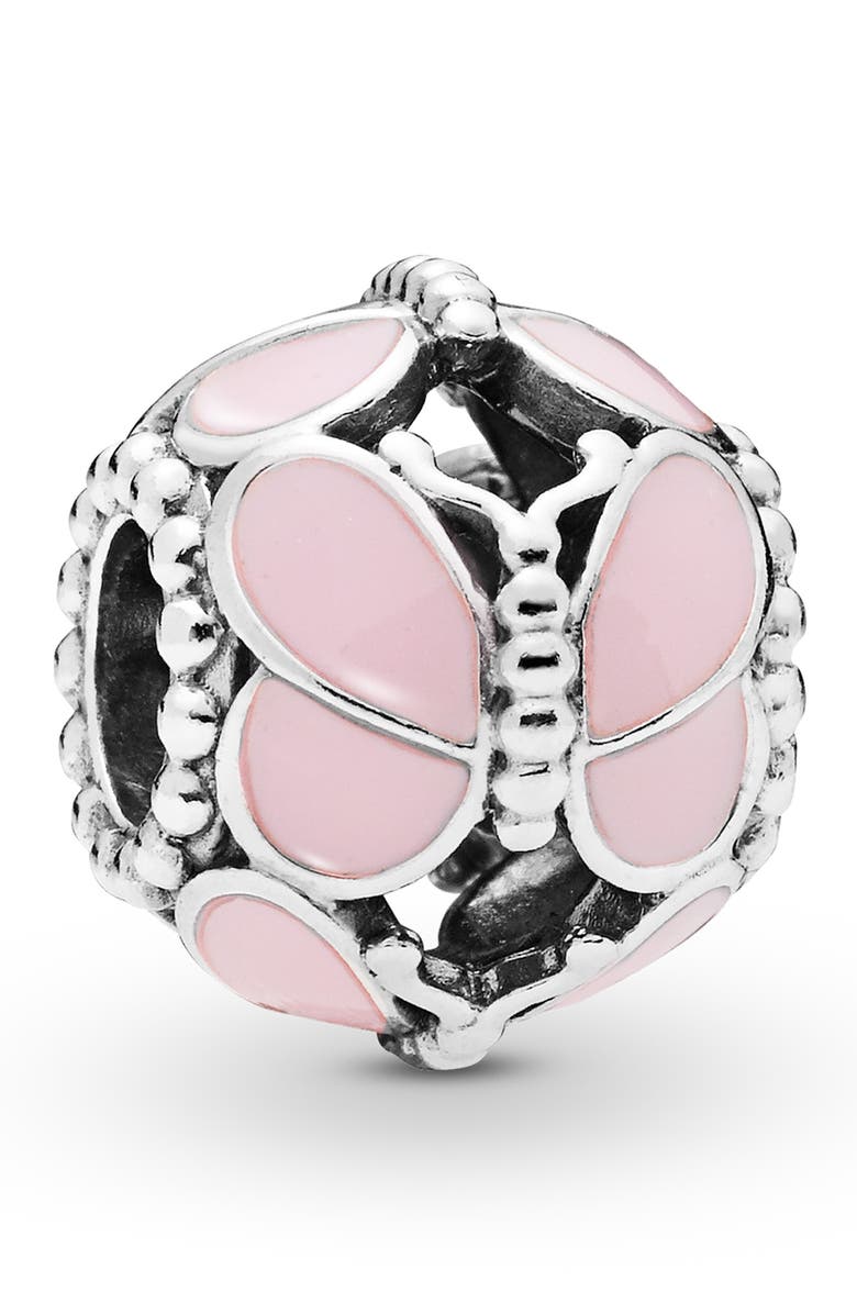 PANDORA Pink Butterflies Charm, Main, color,