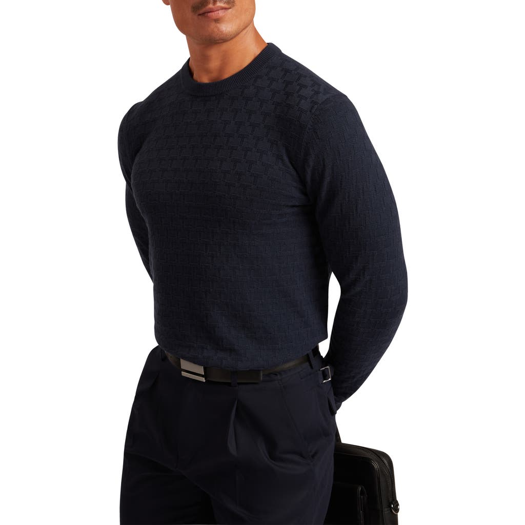 Ted Baker Sainsy Jacquard Cotton Blend Sweater In Black