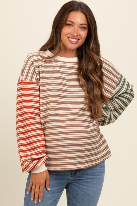 Striped Colorblock Bubble Sleeve Top