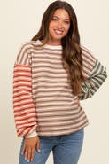 PinkBlush Striped Colorblock Bubble Sleeve Top