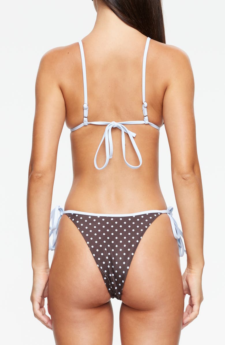 LIONESS Drift Side Tie Bikini Bottoms, Alternate, color, Chocolate Blue Polka