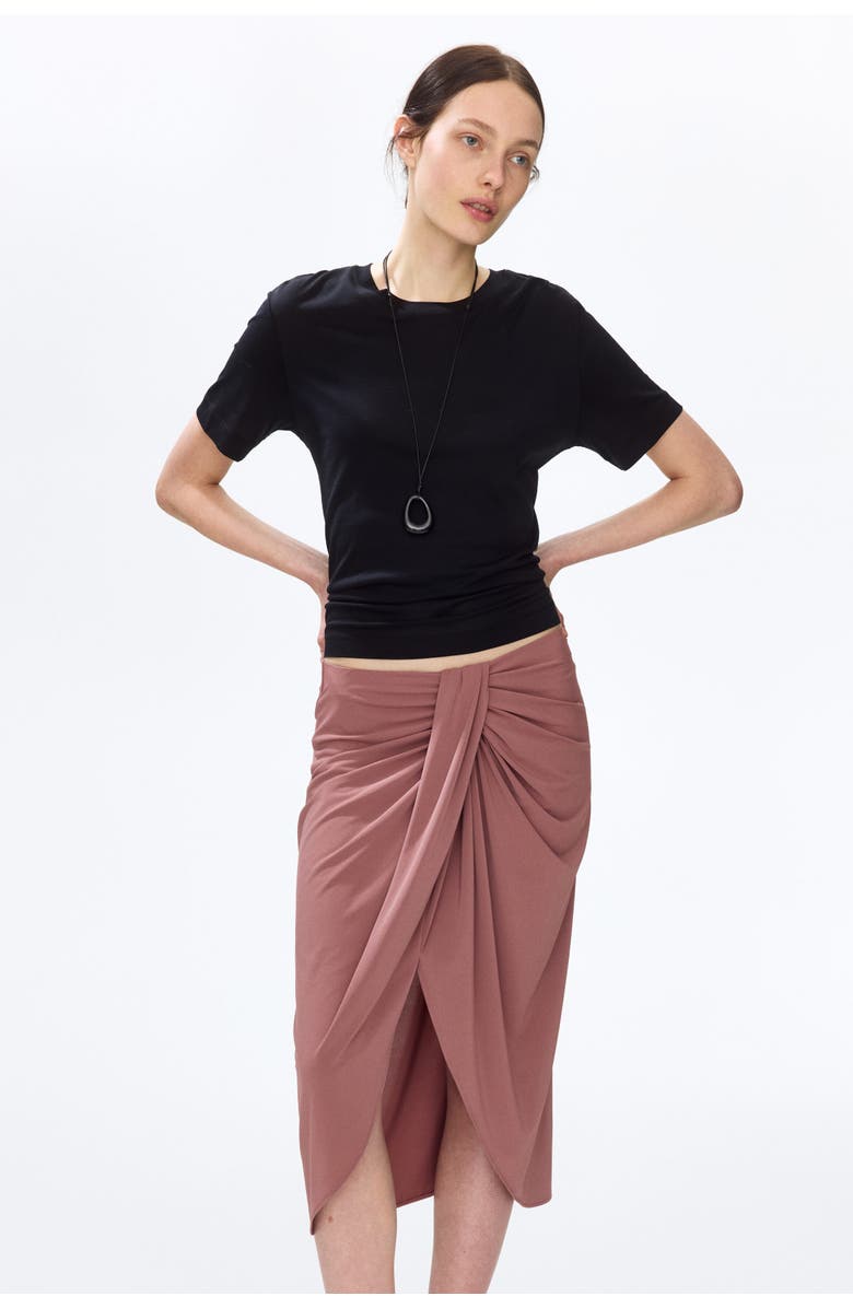 H&M Draped Jersey Skirt, Alternate, color, Dark Dusty Pink