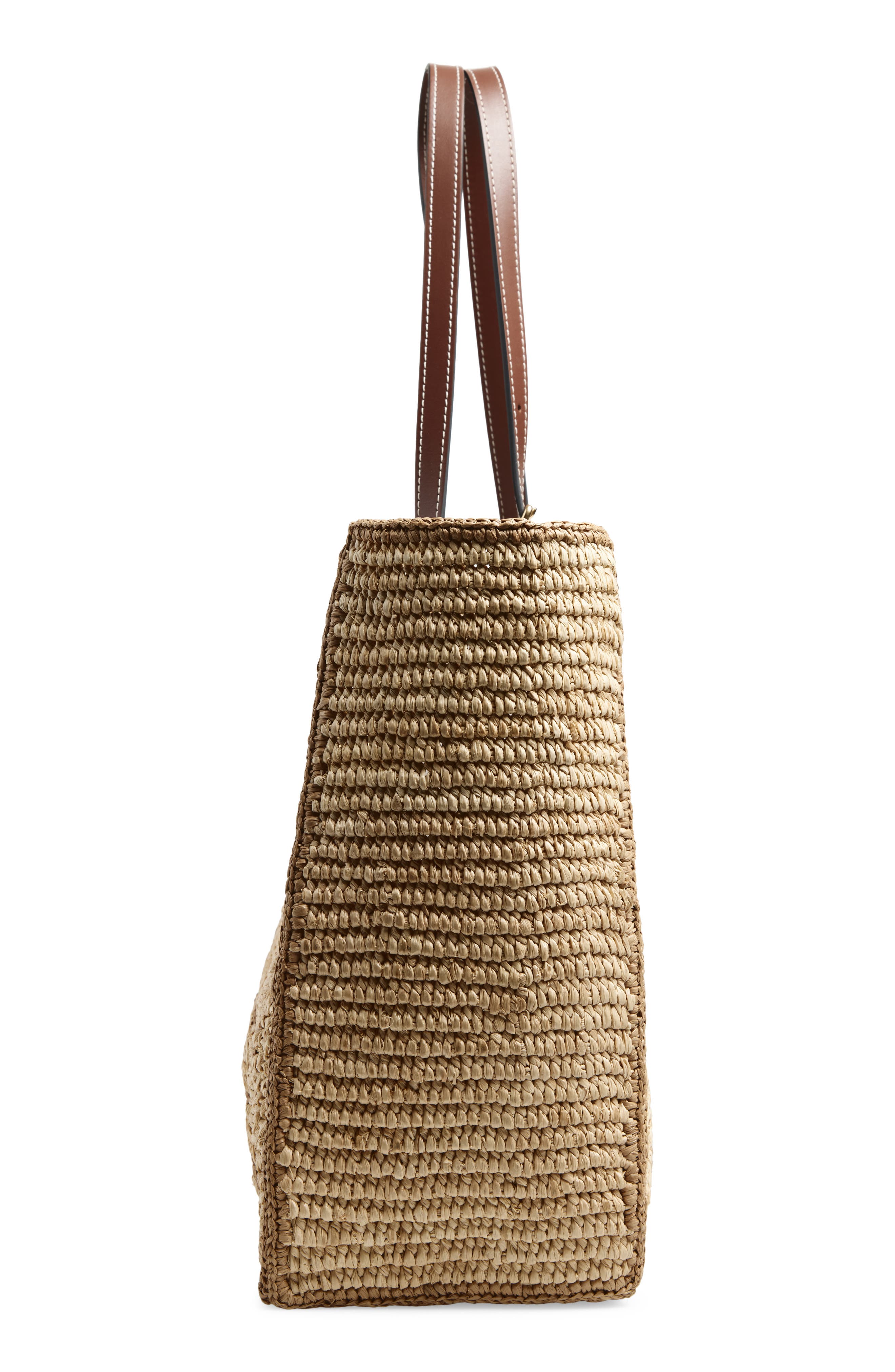 Anya Hindmarch Bow Crocheted Raffia East/West Tote, Alternate, color, Natural