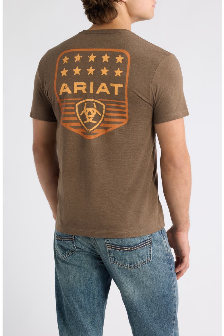 Striped Patriotic Badge Graphic T-Shirt, Alternate, color, BROWN HEATHER