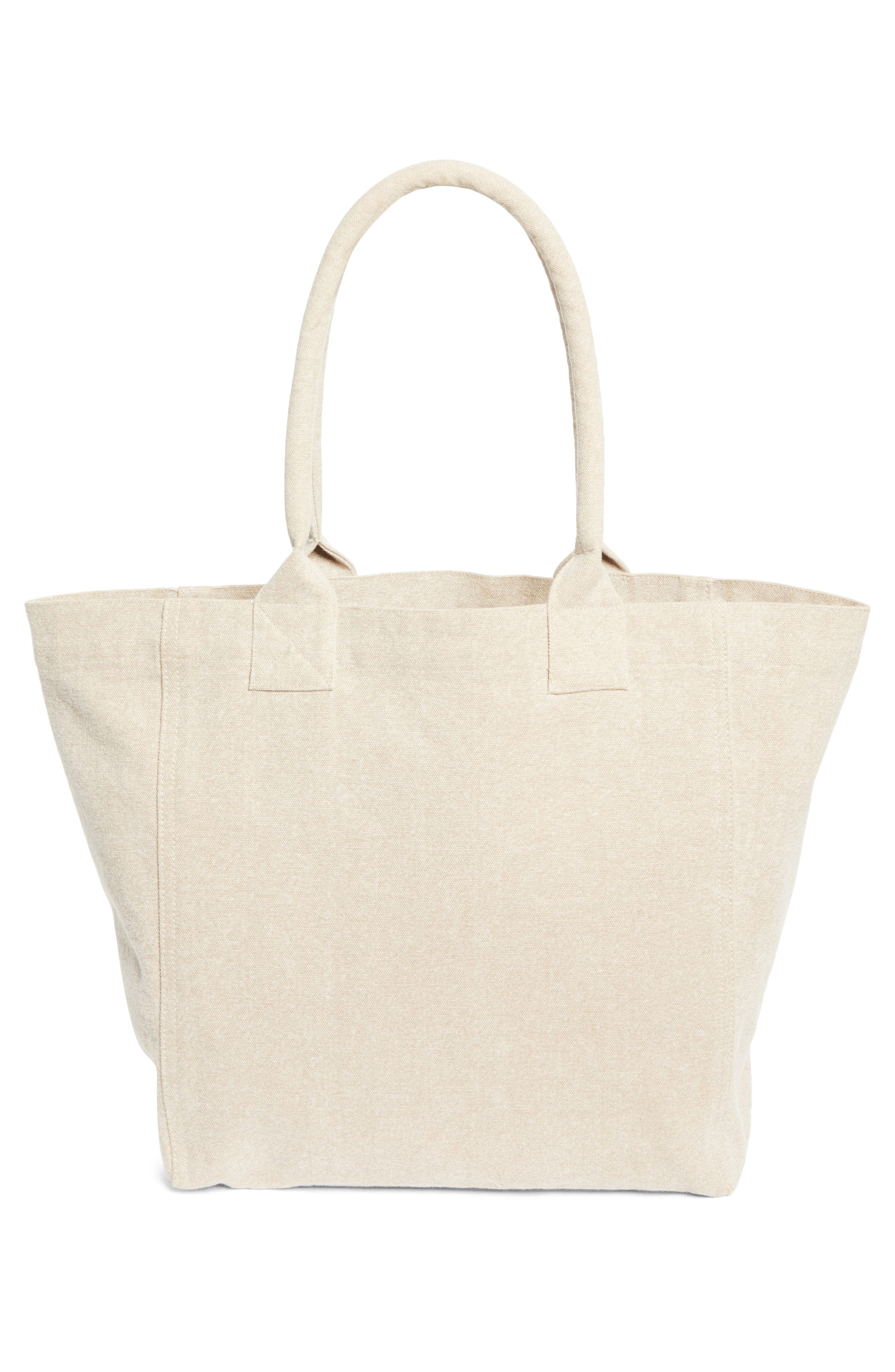 Isabel Marant Small Yenky Embroidered Logo Tote, Alternate, color, Beige