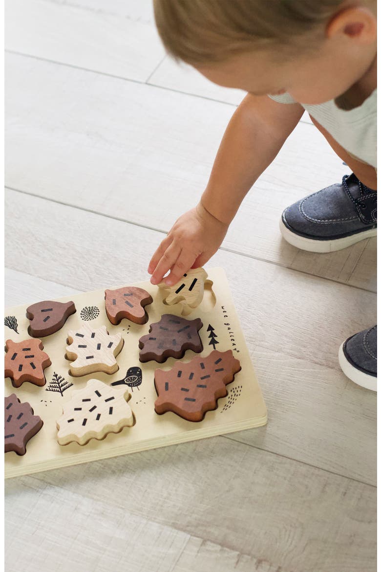 Woodland Memory Game and Counting Leaves Wooden Tray Puzzle  Bundle, Alternate, color, Woodland