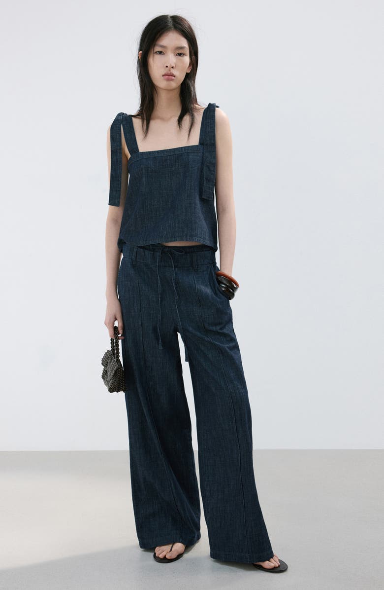 MANGO Wide Leg Denim Pants, Alternate, color, Open Blue
