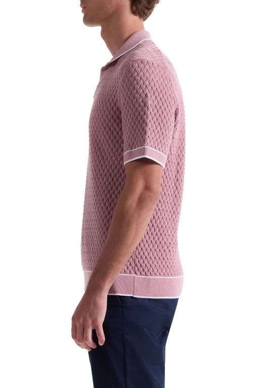 Bugatchi Johnny Collar Basket Stitch Cotton Blend Polo Sweater In Gold