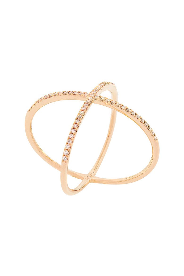 Crossover Diamond Ring (Nordstrom Exclusive), Main, color, ROSE GOLD