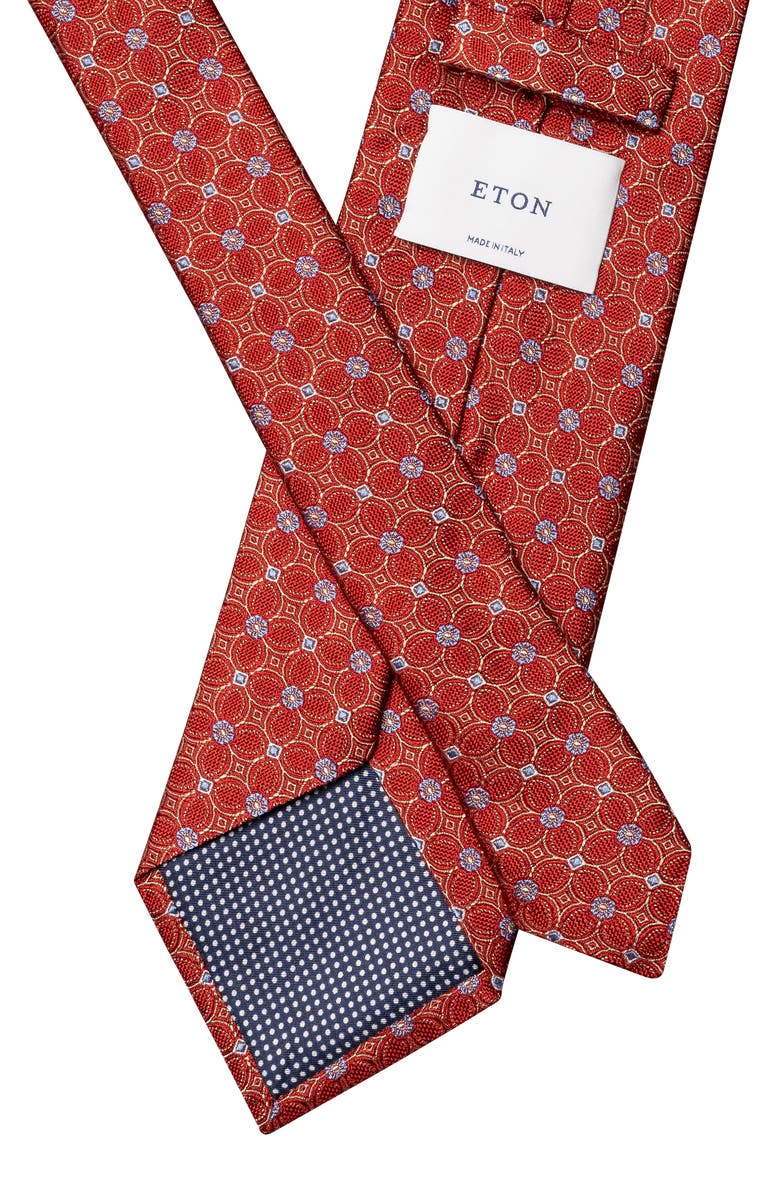 Eton Floral Jacquard Silk Tie, Alternate, color, Medium Red