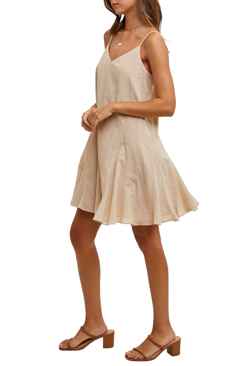 Flared Cotton Minidress, Alternate, color, TAUPE