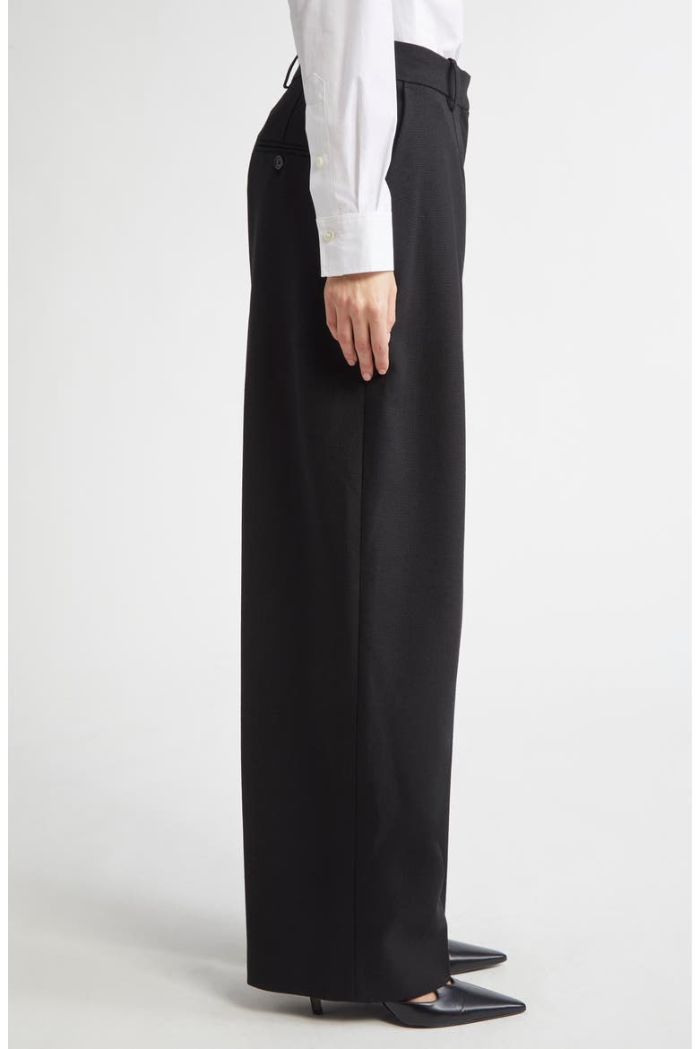 Tailored Double Pleat Wool Flannel Trousers, Alternate, color, BLACK
