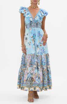 Al Manial Palace Memoirs Ruffle Neck Cotton Tiered Maxi Dress
