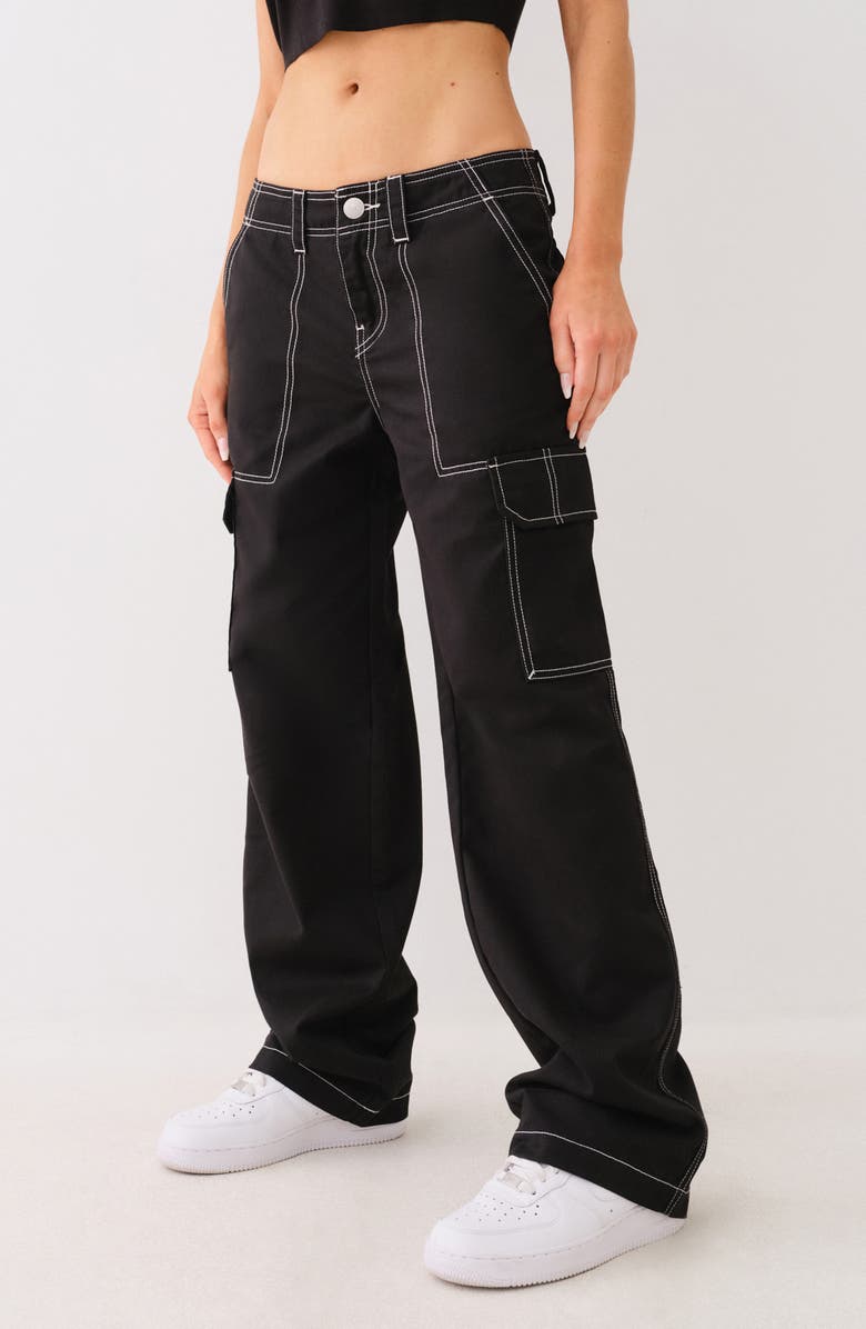 True Religion Military Cargo Pants, Alternate, color, Jet Black/ Moonlite Mauve