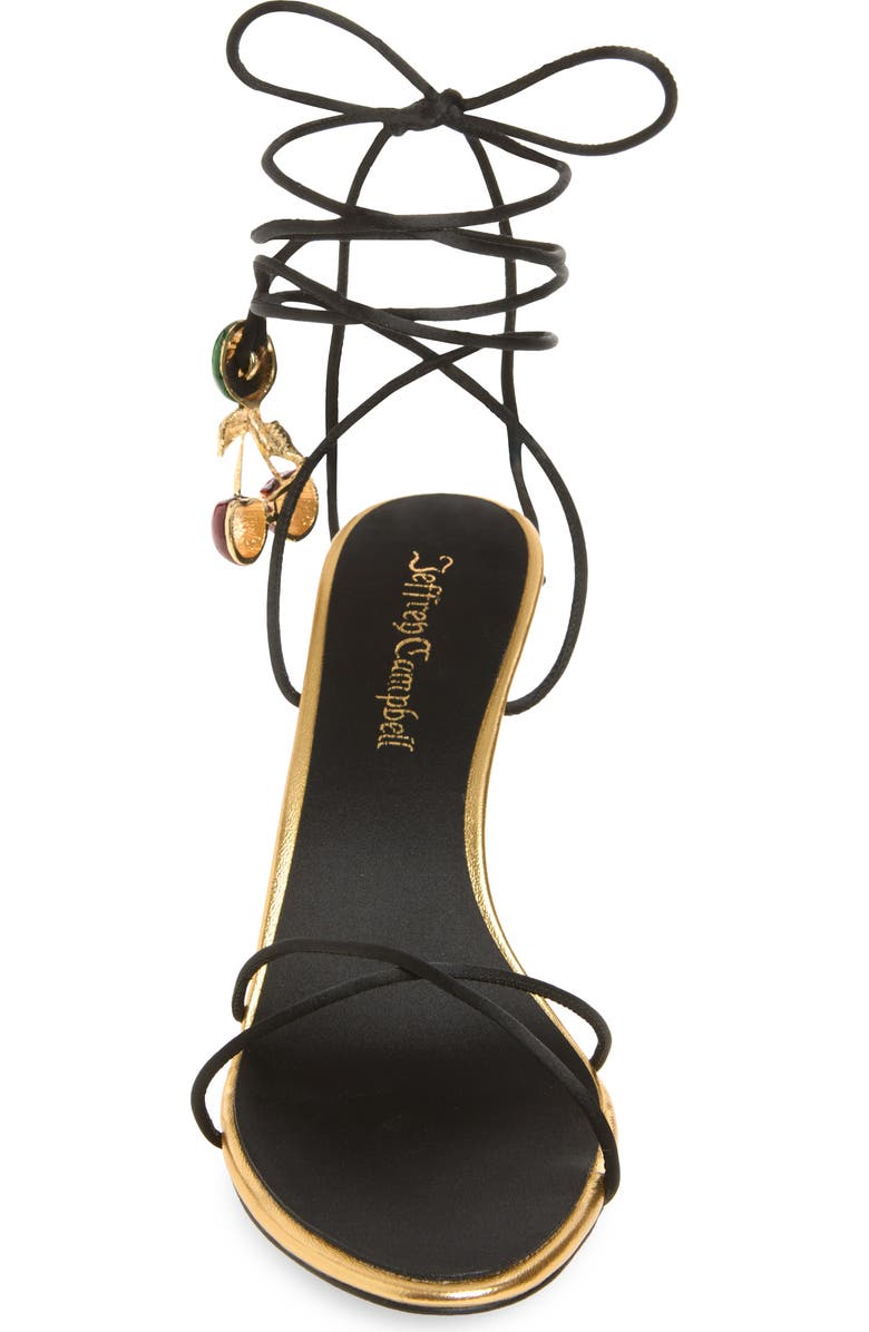 Jeffrey Campbell Georja Ankle Strap Sandal, Alternate, color, Black Satin Cherry