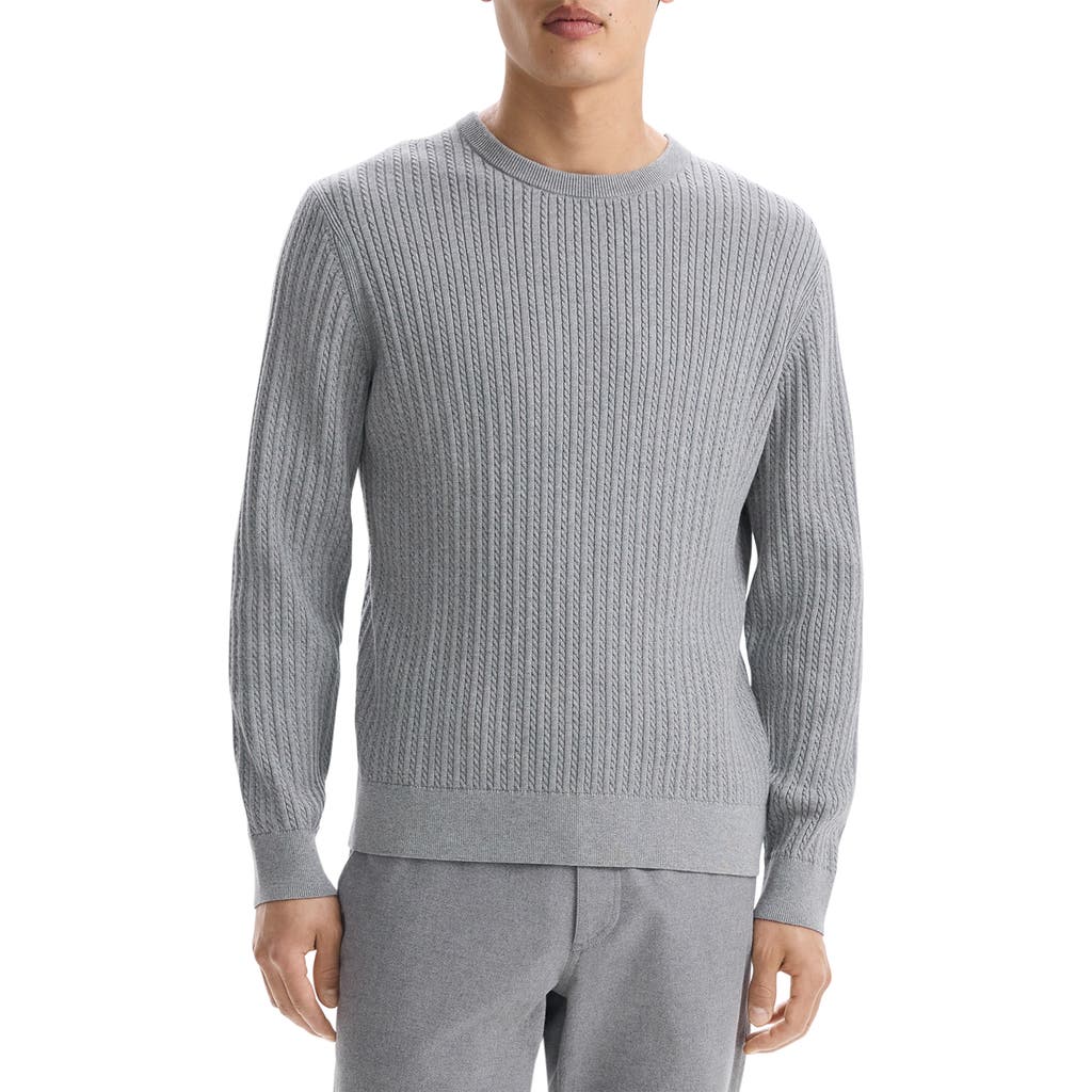 Theory Riland Cabled Cotton Crewneck Sweater