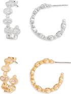 Tasha 2-Pack Bezel CZ Open Hoop Earrings